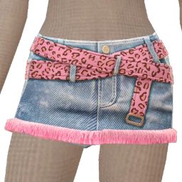 Yume Fur Denim Cyber Leopard Belt Mini Skirt