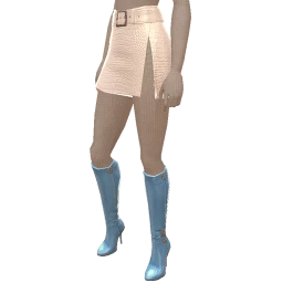 Yume White Crocodile Leather Skirt With Latex Boots