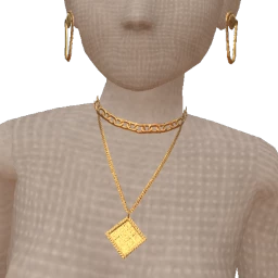 Bijouterie Gold Square Pendant Necklace And Earrings