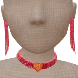 Bijouterie Hot Pink Jewel Earrings And Choker