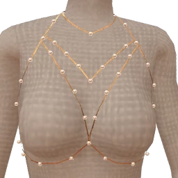 Bijouterie Gold And Pearls Chest Chain