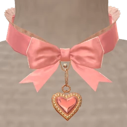 Cloud Nine Pink Satin Choker Heart Pendant Necklace