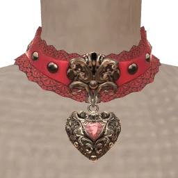 Delirious Red Gothic Heart Choker