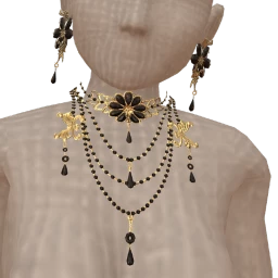 Ikon Elite Black And Gold Floral Vesper Necklace