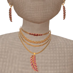 Ikon Elite Mauve Feather Crystal Necklace And Earrings