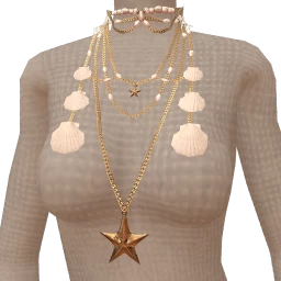 Mahiki White Seashells And Gold Star Necklace