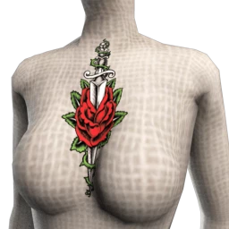 Gothic Dagger and Rose Tattoo