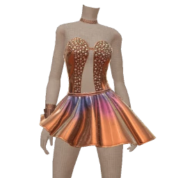 Ikon Elite Gold Metal Mirror Flare Mini Dress