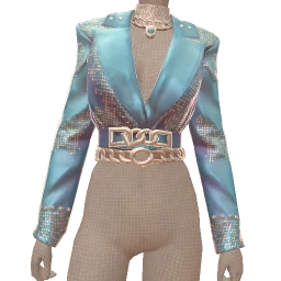 Ikon Elite Cropped Blue Satin Glitter Jacket