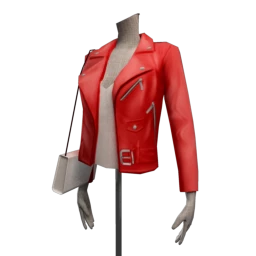 Front Row Daring Red Leather Jacket with Bag