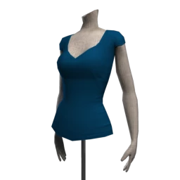 Foal Deep V-Neck Top - Marine Blue