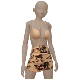 USAesthetics Tortishell Print Two Tone Dress