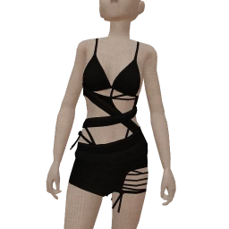 Cloud Nine Chunky Knit Strappy Black Dress