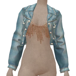 Cloud Nine Rhinestone Crop Denim Jacket