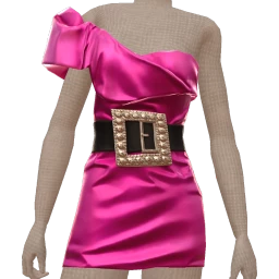 Cloud Nine Pink Belted Satin Dress