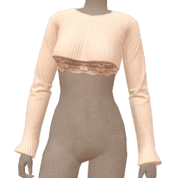 Cloud Nine Cream Cropped Knit With Lace Bra