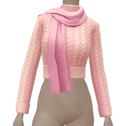 Cloud Nine Pink Knit Sweater With Scarf