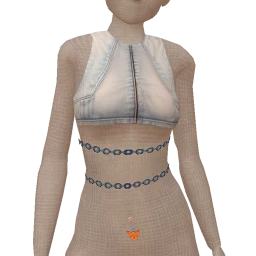 Cloud Nine Faded Blue Denim Ultra Cropped Top