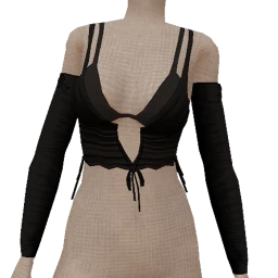 Cloud Nine Black Layered Ruched Top