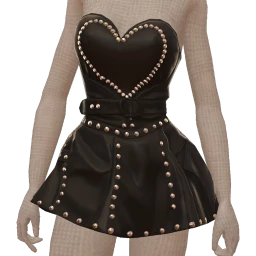 Delirious Black Leather Studded Heart Dress