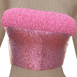 Cloud Nine Pink Glitter Doll Fur Crop Top