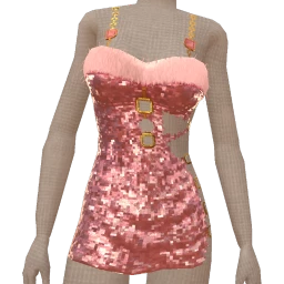 Cloud Nine Pink Glitter Doll Fur Dress