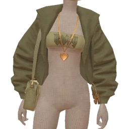 Foal Olive Casual Layered Jacket And Tube Top