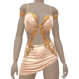 Cloud Nine White Silk Gold Leaf Dazzle Dress