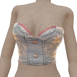 Cloud Nine Embroidered Denim Floral Corset Top