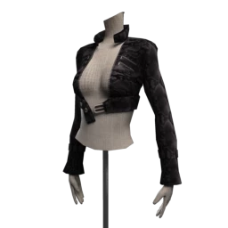 Cloud Nine Cropped Faux Snakeskin Jacket - Black