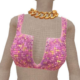 Cloud Nine Pixel Sequin Crop Top With Deep V Cut