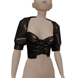 Ikon Elite Black Leather Puff Sleeve Top