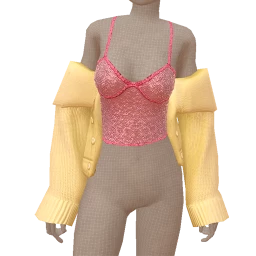 Cloud Nine Pink Glitter Top With Yellow Cardigan