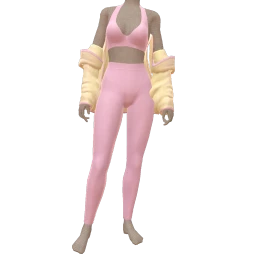 Cloud Nine Pink Leggings And Top With Knitted Yellow Cardigan
