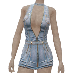 Cloud Nine Slimline Denim Halter Neck Dress