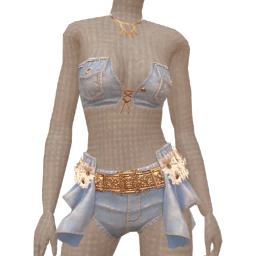 Cloud Nine Double Denim White Floral Outfit