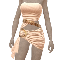 Cloud Nine Asymmetrical Gold Buckle Dress