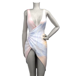 Cloud Nine Denim Motif Wrap Dress