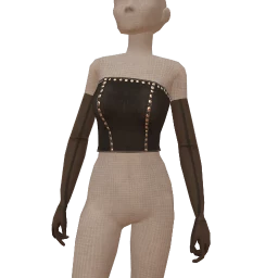 CoreMood Studded Denim Tube Top With Gloves 