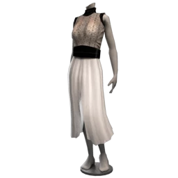 Victoriana Gothic High Neck Lace Dress - Ivory