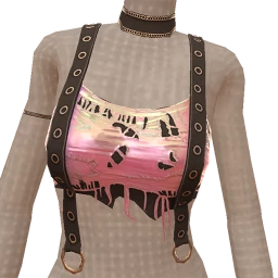 Cloud Nine Ripped Belted Metallic Pink Crop Top