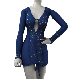Cosmos Dark Blue Gold Stardust Corset Dress