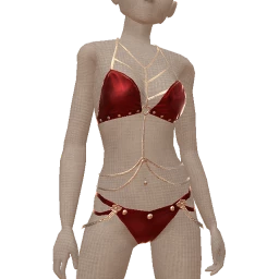 Delirious Red And Silver Chains Bikini