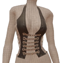 Delirious Black Leather Chained Corset Top