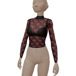 Delirious Graffiti Hearts Sheer Top