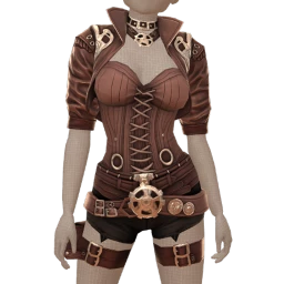 Delirious Rogue Blade Brown Leather Fitted Corset Outfit