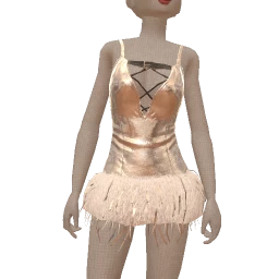 Delirious Metallic Silver Feather Dress