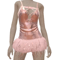 Delirious Metallic Pink Feather Dress