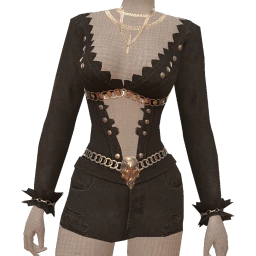 Delirious Black Denim Lace Skull Dress