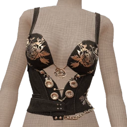 Delirious Black Denim Rose Corset